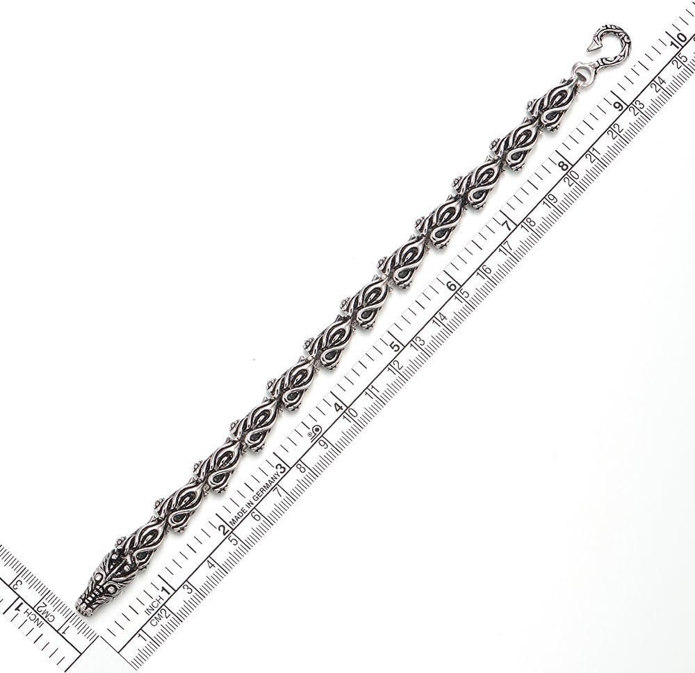 COOLSTEELANDBEYOND Retro Style Mens Stainless Steel Dragon Vintage Link Chain Bracelet 9 Inches, Hook Clasp