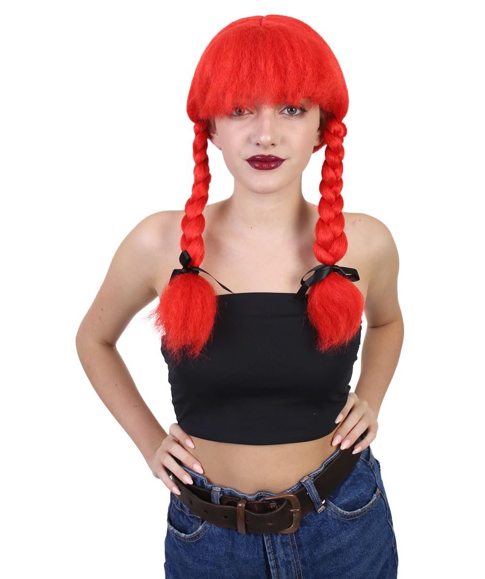 HPO Womens Farm Girl Medium Red Wig, Long