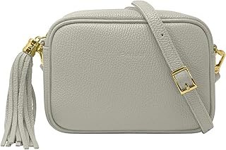 Borsa Donna a Tracolla, In Vera Pelle Grana Dollaro, Made in Italy, Modello Anastasia, Borsetta Piccola con Frange Pochette a Tracolla Clutch Da Donna Ragazza Elegante