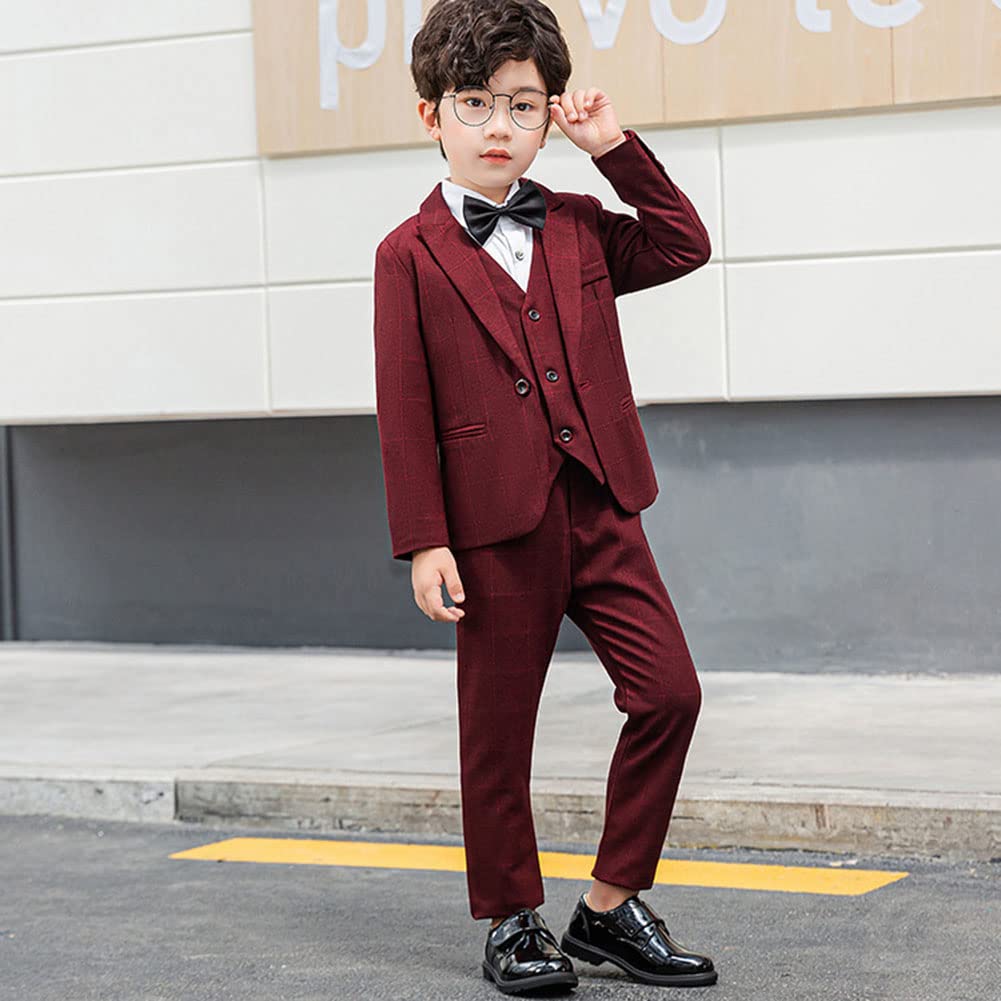 Niño Traje de Ceremonia Conjunto de 4/5 Piezas Slim Fit Formal de Esmoquin Conjunto de Traje Elegante para Bautizo Comunión