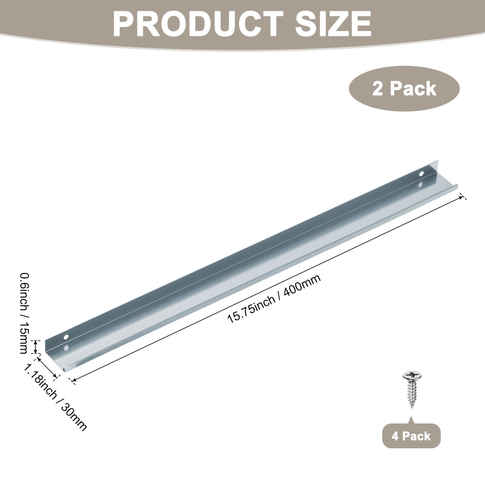 M METERXITY 2-Pack Cabinets Drawers Edge Pulls - Image 3