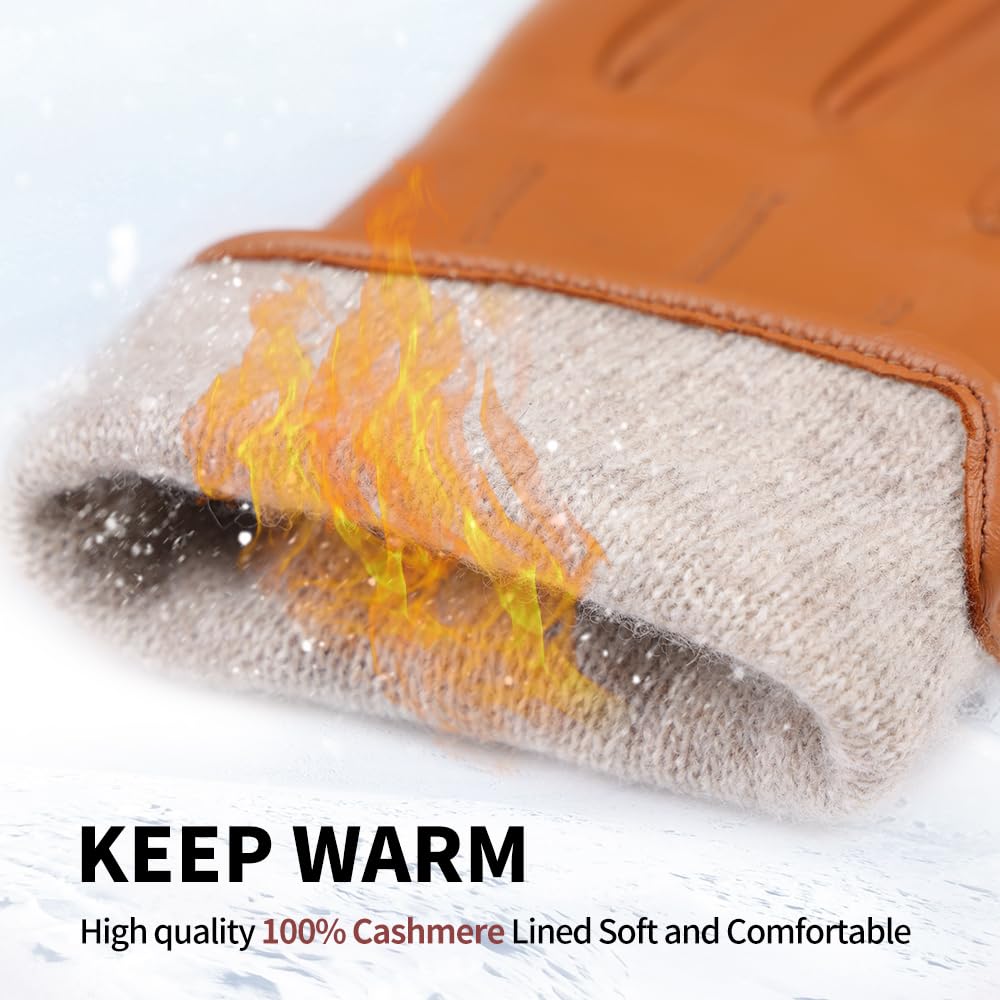 MGGMOKAY Guanti invernali da uomo in pelle Guanti da equitazione in morbida pelle di pecora foderati in cashmere caldo