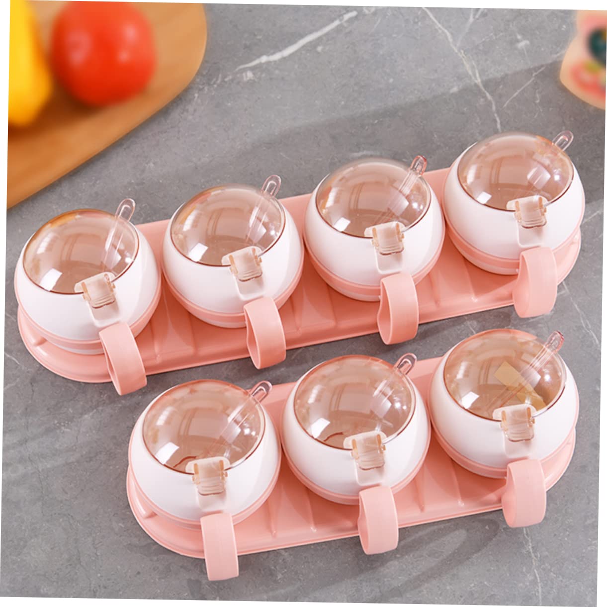 BRIGHTFUFU Household Cell Spice Containers with Spoons Multifunctional Condiment Storage Pot Pink for Seasonings Salt and Spices for Kitchen and Dining Use