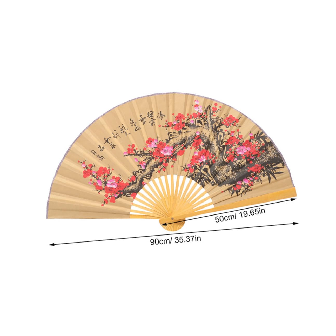 ORFOFE Abanicos Colgantes Chinos 2 Unidades 0,5x0,9 M Abanico de Pared Tradicional de Papel Diseño de Flores Rojo para Decoración de Pared en Bodas y Salón