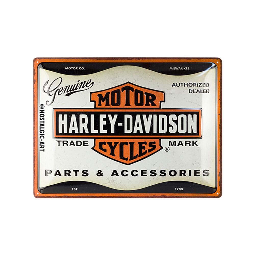Nostalgic-Art Targa retrò, 30 x 40 cm, Harley-Davidson – Parts & Accessoires – Idee regalo per biker, Official License Product (OLP), in metallo, design vintage