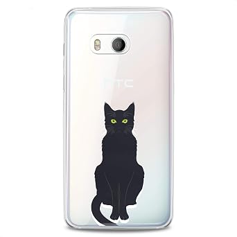 TPU Case Replacement for HTC Desire U20 5G 19 Plus U19e U11 Life 12S Ultra x10 Black Cat Soft Clear Cute Slim fit Feline Animals Cute Art Meow Yellow Eyes Flexible Silicone Design Print Girls