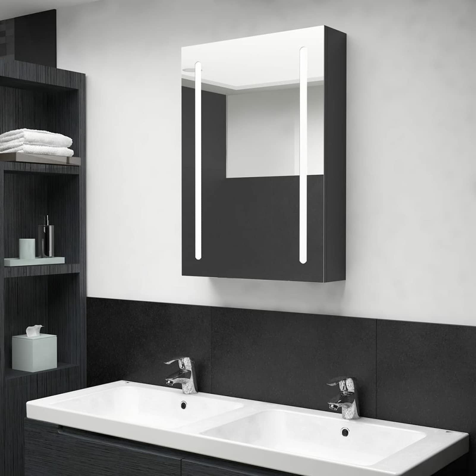 LED 3D SPIEGELSCHRANK 80x60x14,5 Cm Badschrank Badezimmerschrank Badspiegel 255428626427