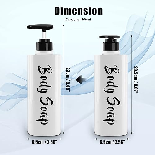 Miniatura 5 de Dispensador de champú y acondicionador de 16.9 onzas, juego de 3 dispensadores de jabón de ducha impresos, botellas de champú de plástico