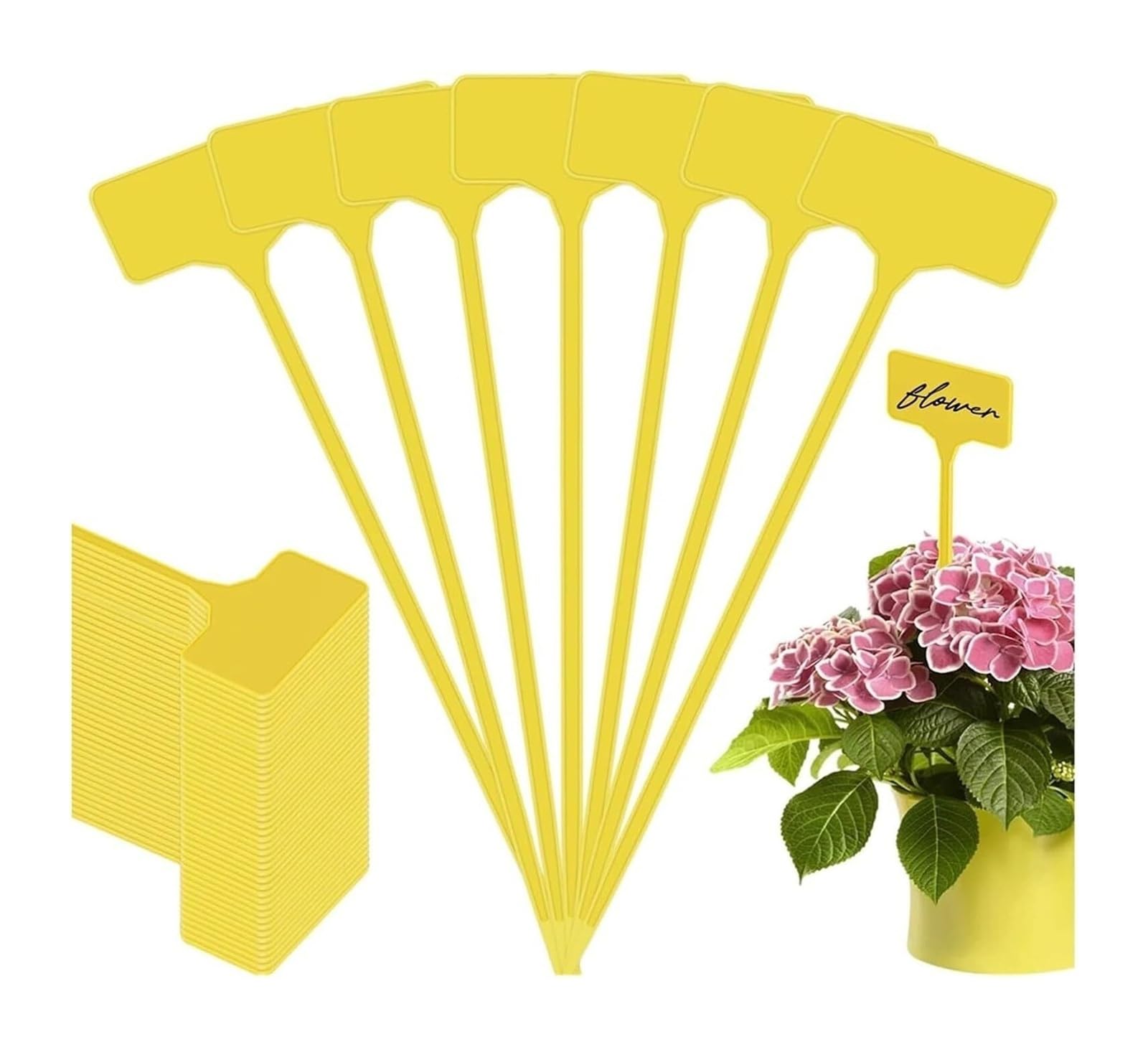 Tagi z tworzyw sztucznych PP | Żółte 50/100 szt. Markery ogrodowe: Identyfikacja roślin(Yellow 100PCS)