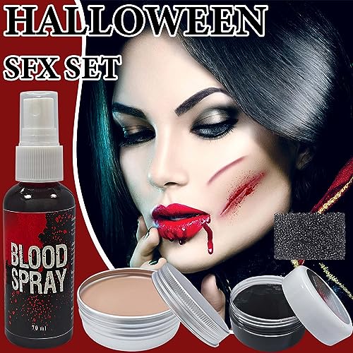 Kit de maquiagem de 5 peças de cera para cicatrizes de Halloween para efeitos especiais, SFX, spray