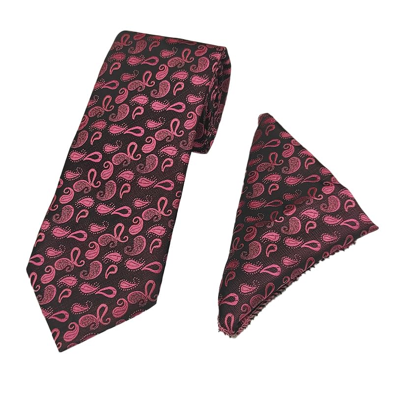 rare combee group Premium Slik Black Color Pink Foral Design Necktie for Men for Partyware, Corporate, Gift-picture-12