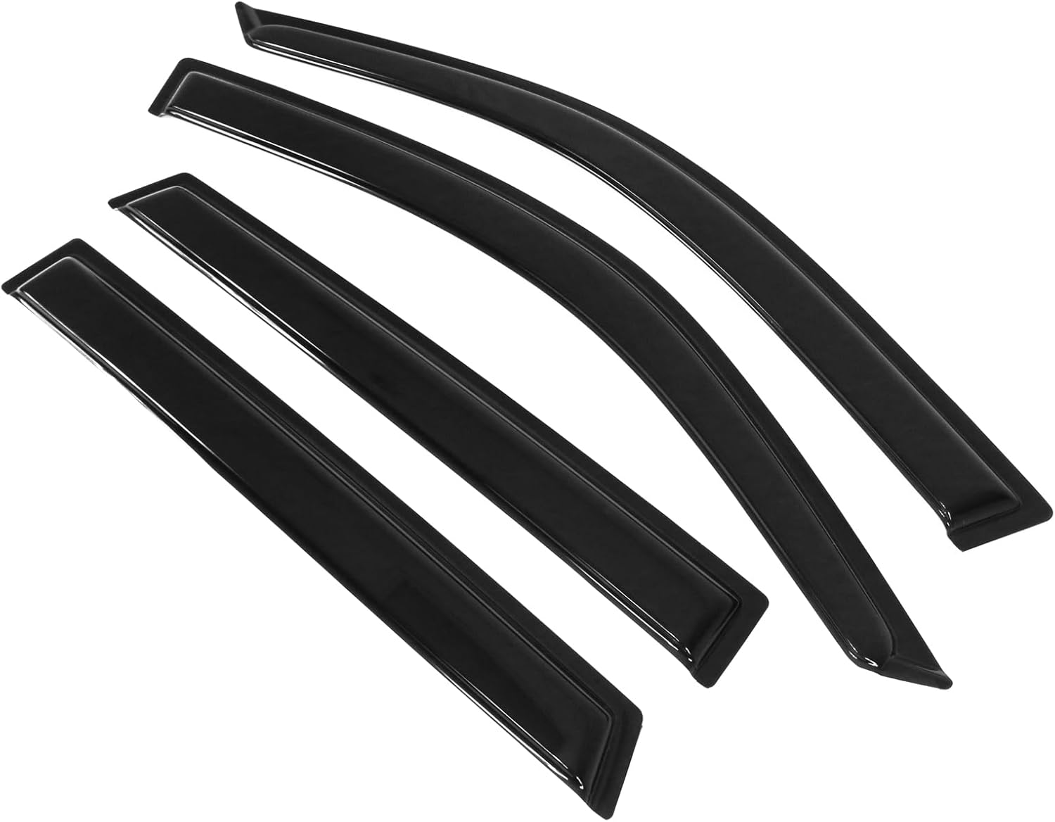 FREEMOTOR802 Tape-on Window Visors Rain Guards, Fit for 2001-2005 Toyota RAV4, Slim Style Smoke Tinted Acrylic 4 PCS Side Window Wind Deflectors Vent Visors