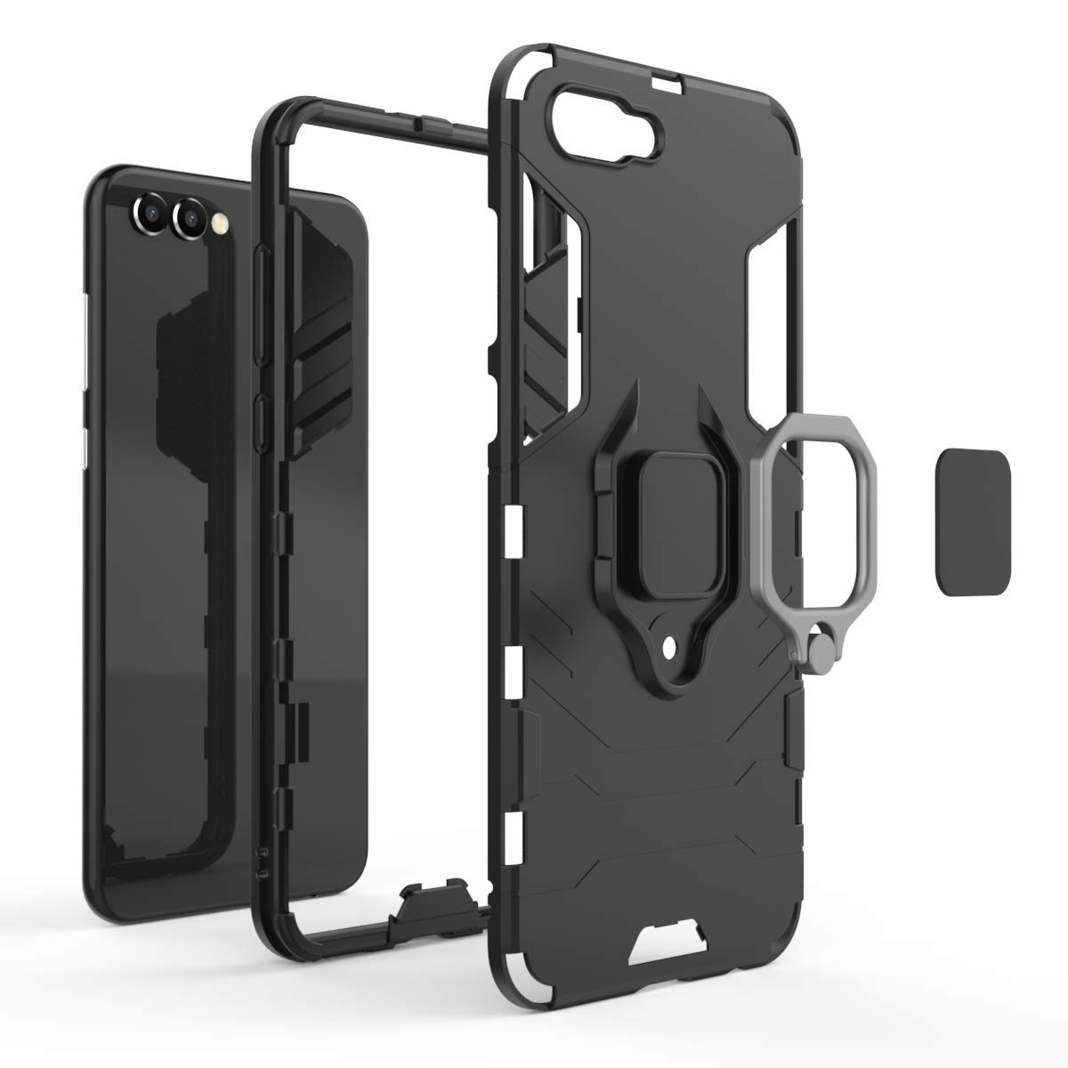 BLUGUL Cover Per Honor View 10 Con Anello Girevole 360° | Compatibile Con Supporto Magnetico Auto