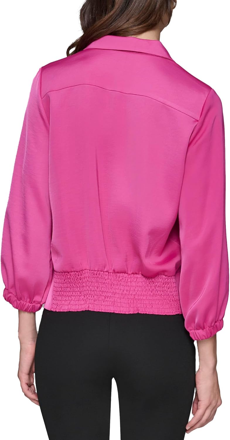 Karl Lagerfeld Womens Pleated Front Button Blouse - Image 4