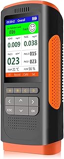 AUTENS Air Quality Monitor, Indoor Air Quality Pollution Detector Accurate Tester for HCHO (Formaldehyde) TVOC PM2.5/PM1.0/PM10, Real Time Temperature Humidity Data Monitoring Meter for Home Office (Orange)