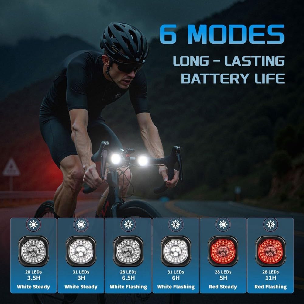 di Luci per Bicicletta Intelligente 2Pack, Luci Anteriori e Segnali di Svolta, Luci Anteriori e Posteriori Sincronizzate con per La Guida Notturna.