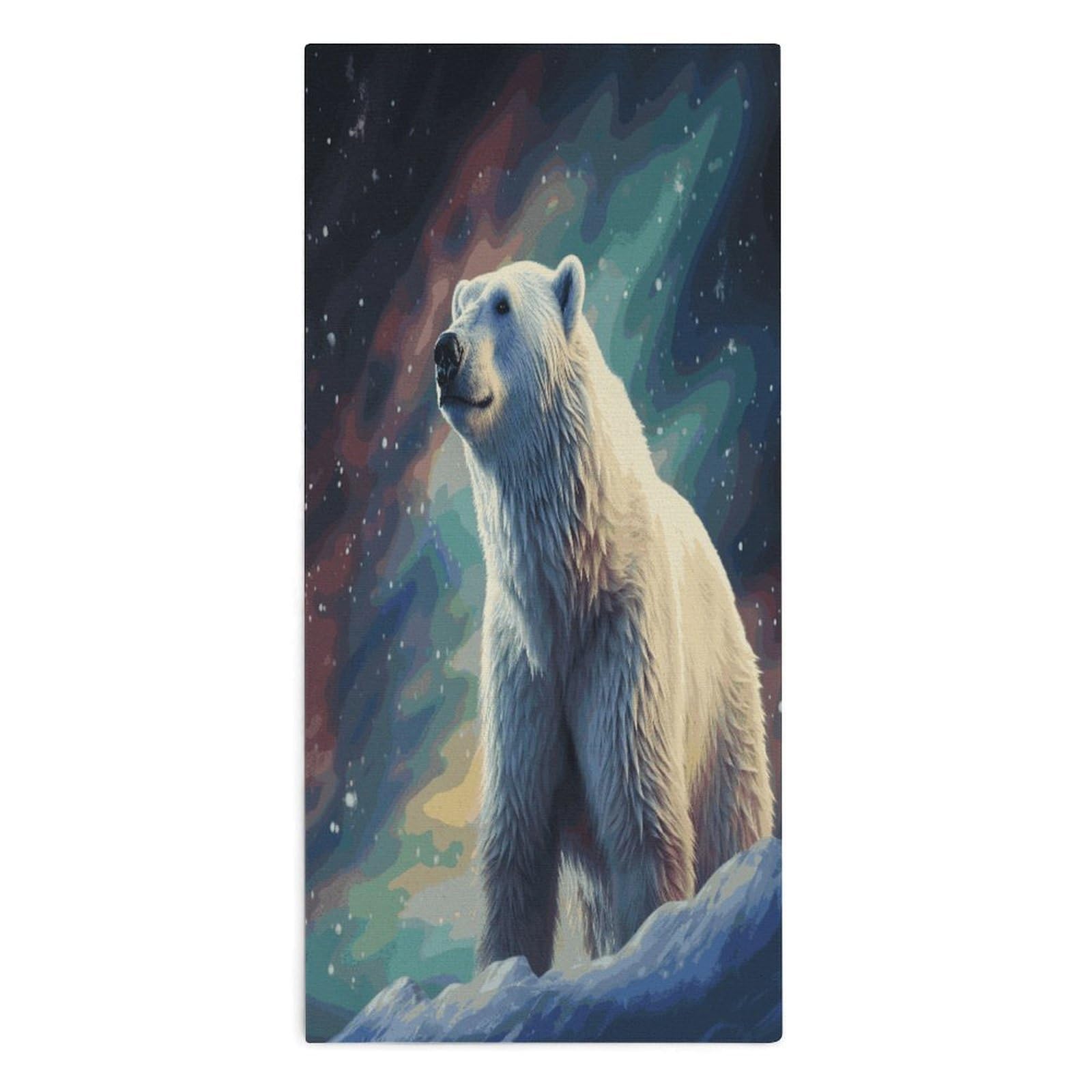 YUXBVKRS Northern Lights Polar Bear Hand Towels for Bathroom 14x29 Inch