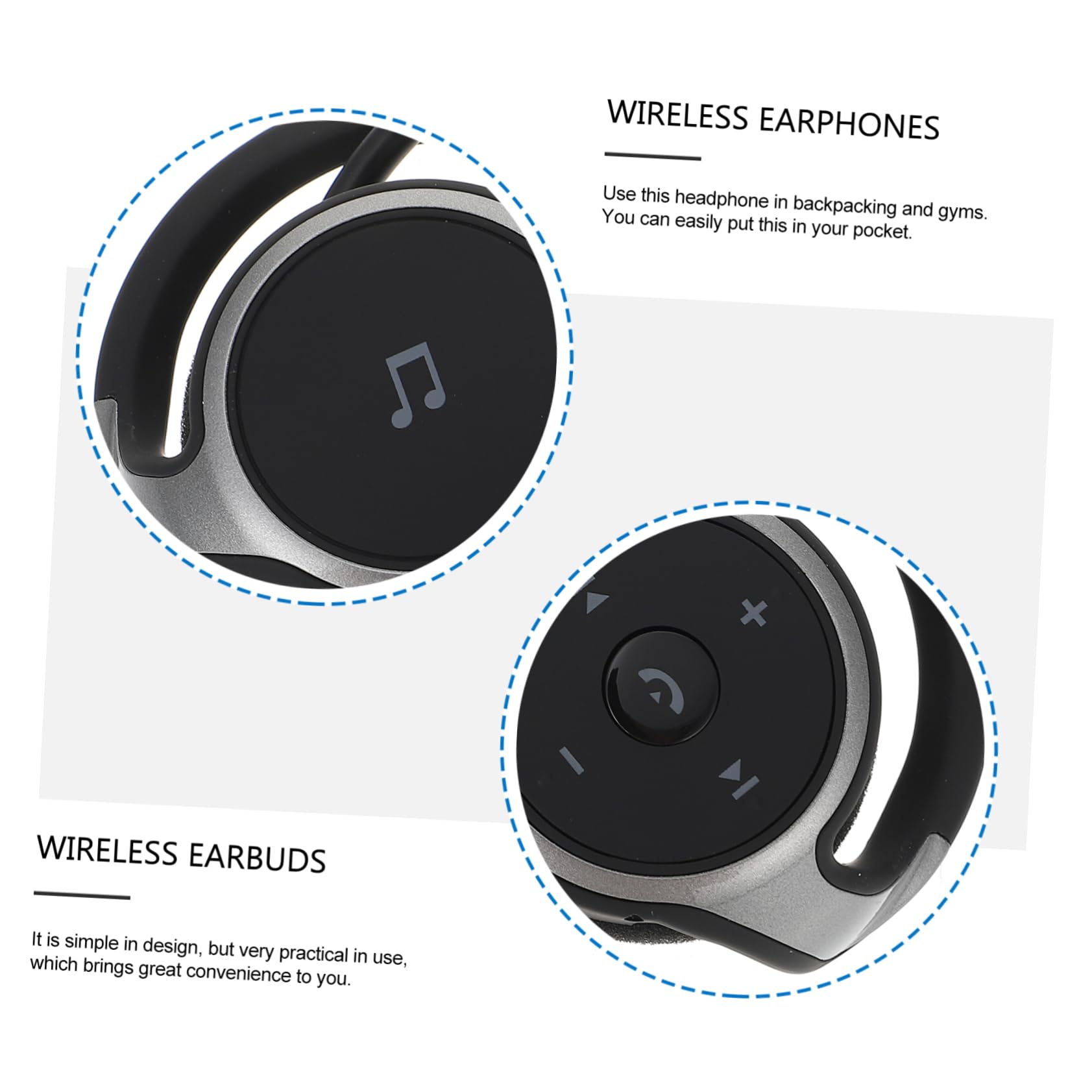 SHINEOFI Auricolari Wireless per Sport, Cuffie Leggere Nere in Abs Design Ergonomico, per Running e Backpacking, Versione 4.1