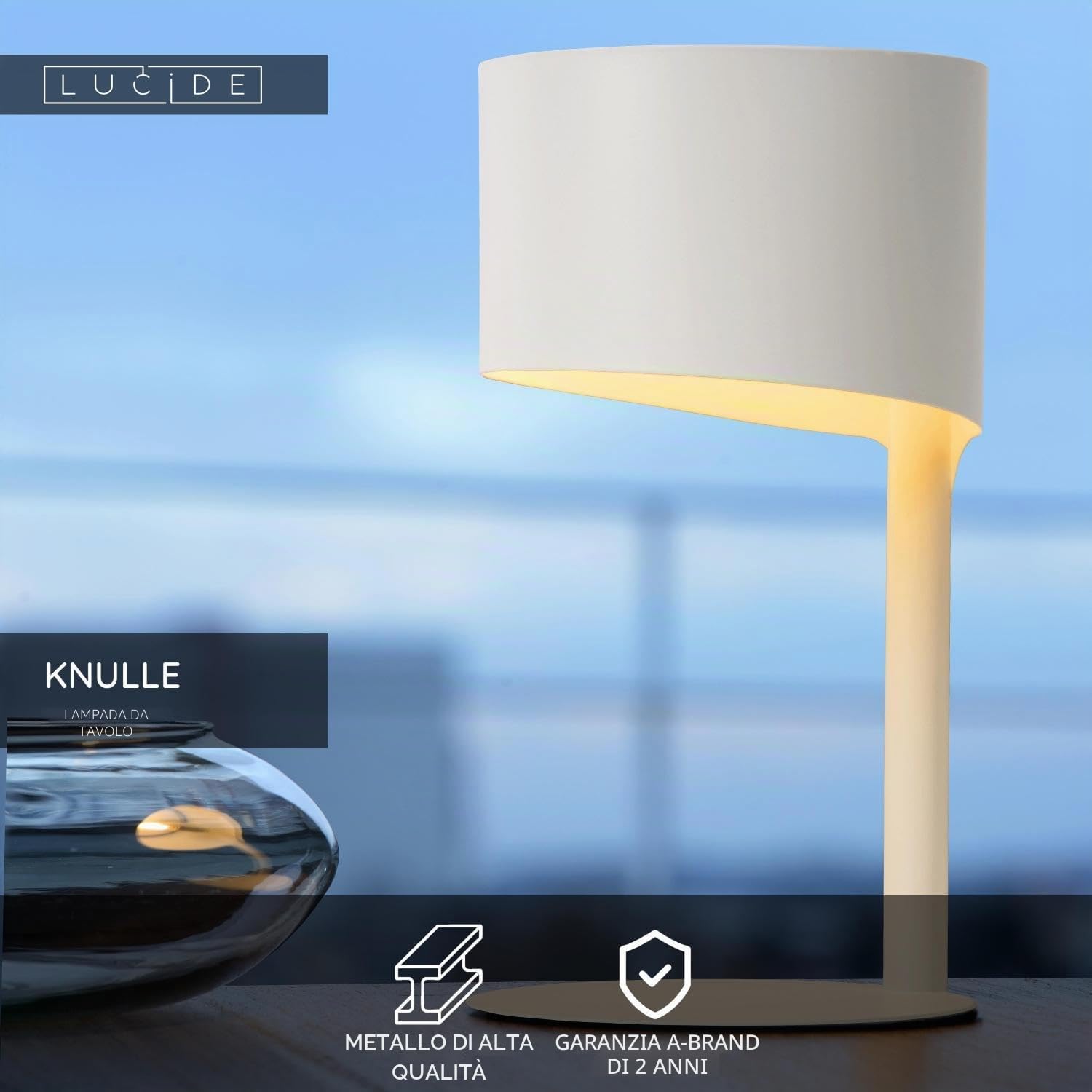 Lucide KNULLE - Lampada da tavolo moderno bianco
