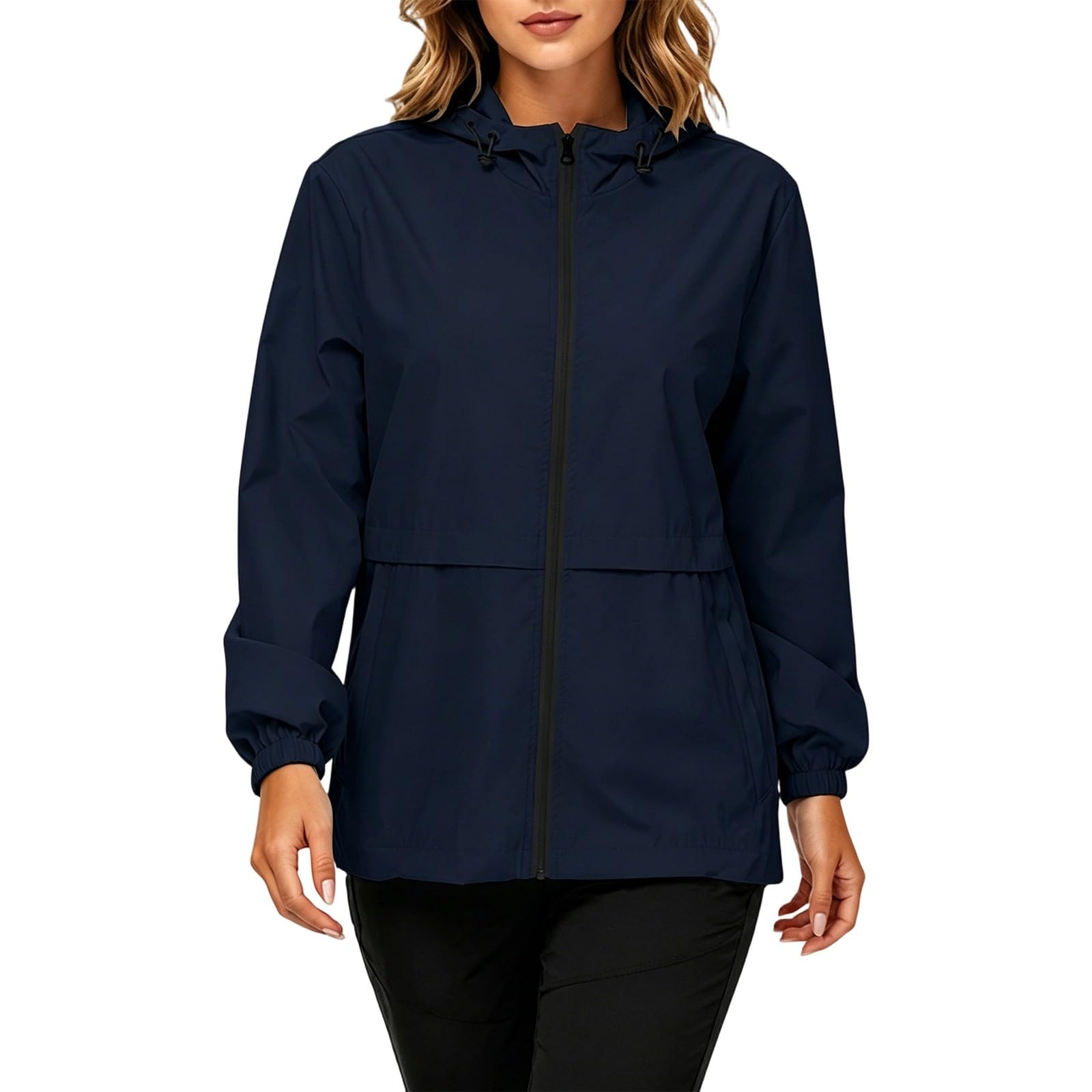 Genérico Chaqueta Entretiempo Mujer-Chaqueta Cortavientos Con Capucha De Talla Grande Chaqueta Informal Para Exteriores Con Cremallera