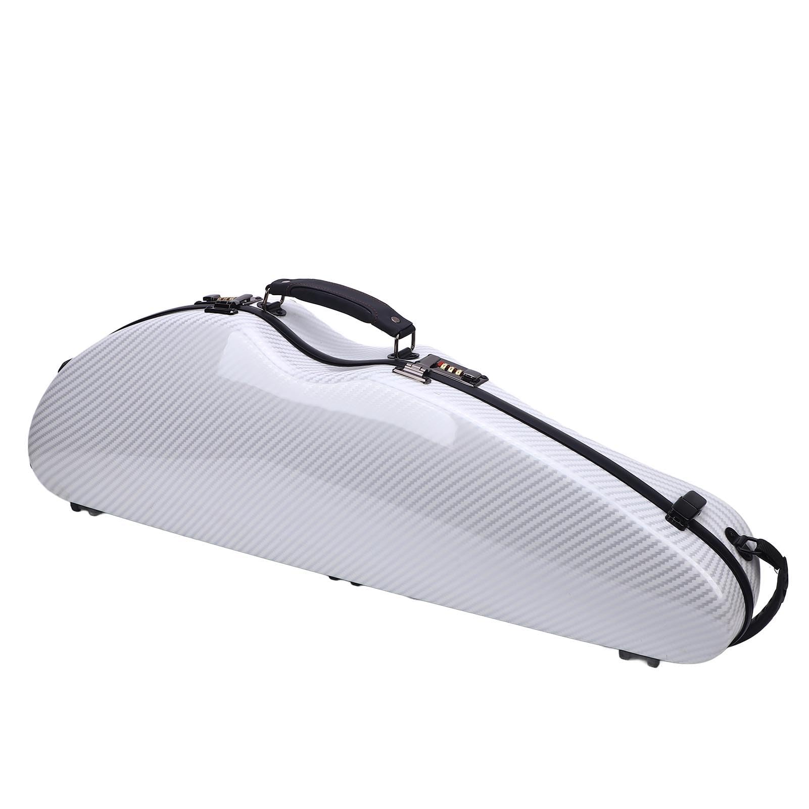 Walfront Estuche Rígido para Violín de Tamaño Completo 4/4, Carcasa Triangular de Fibra de Carbono con Cierre para Higrómetro, 2 Soportes para, Correa Doble para Violín /, 3/, 1/2 y