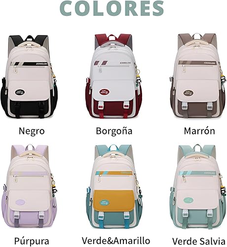 Miniatura 8 de Mochila Kawaii con bonitos accesorios, protección para la columna vertebral, antiladrón, bonita bolsa de libro estética, Negro -, Kawaii