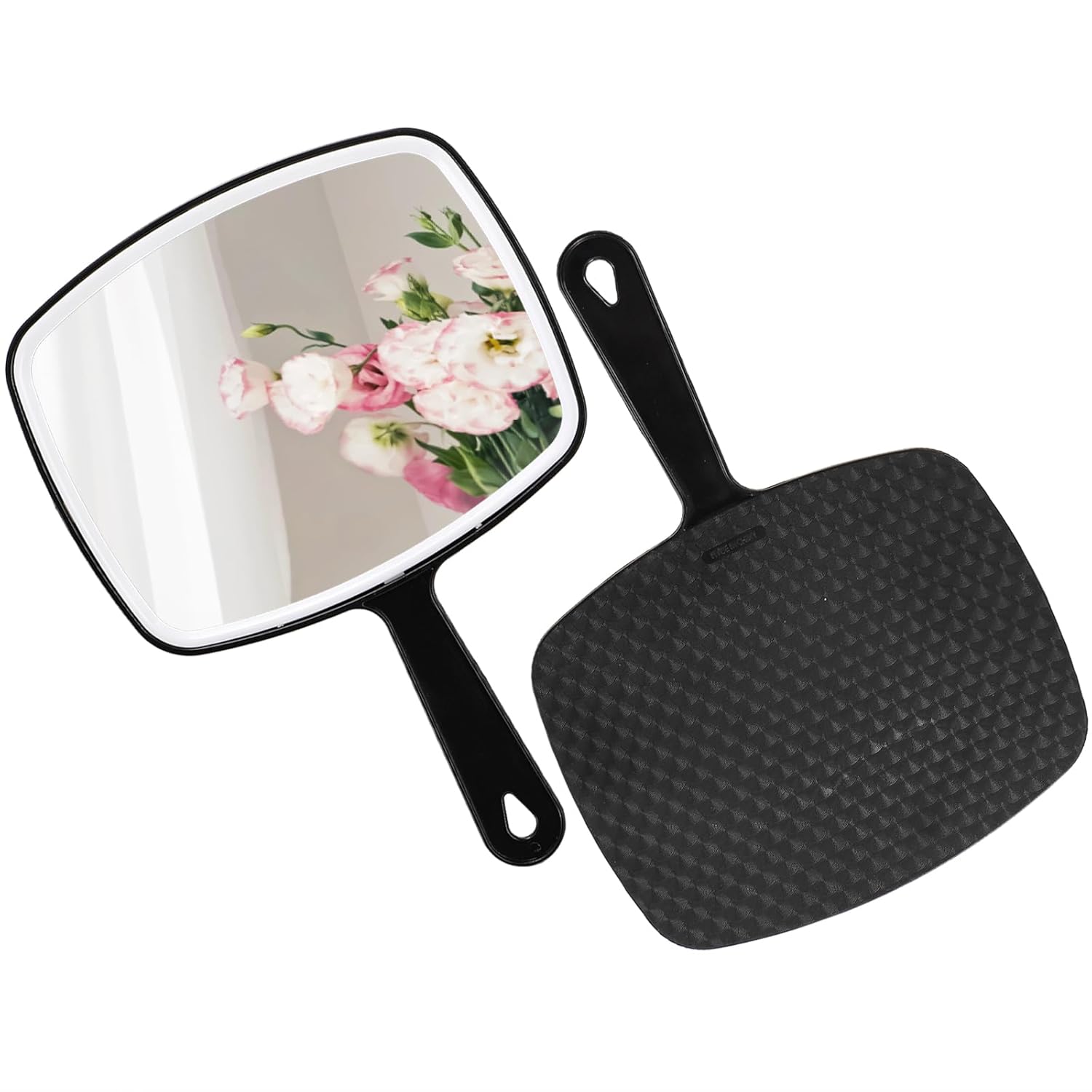 Covzoe 12 Pack Hand Mirror, Handheld Makeup Mirror with Comfy Handle, 7.4 x 10.4 Inch Black Cosmetic Mirror Wall Mount for Home Bathroom, Single Sided Vanity Mirror for Travel, Salon, Barbers