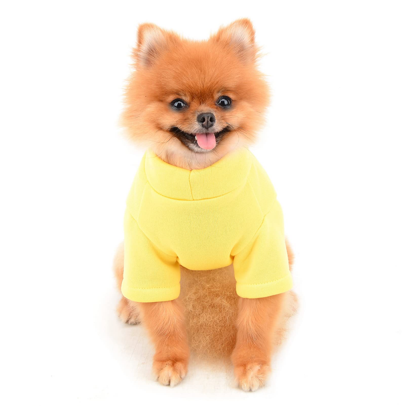 SMALLLEE_LUCKY_STORE Cute Cartoon Puppy Fleece Sweatshirt Pullover Jumper Sweater for Small Medium Dogs Cat Boy Girl Yorkie Chihuahua Kitten Warm Autumn Winter Clothes,Yellow,M - Image 3