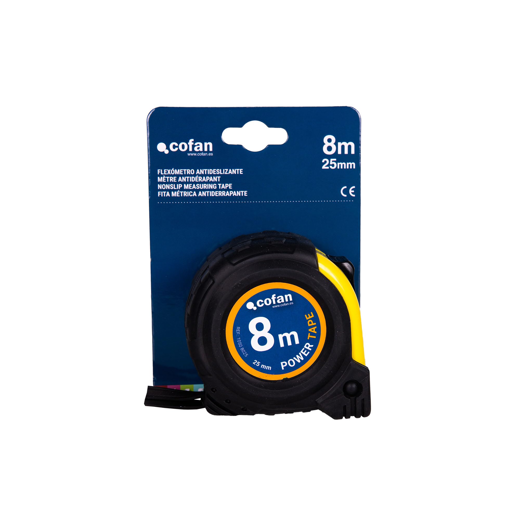 Cofan Espositore per Flexometri con protezione in gomma di Cofan | Include 6 flessometri | Flexometro da 5, 8 o 10 m x 25 o 32 mm (foglio) (6, 8 m x 25 mm)