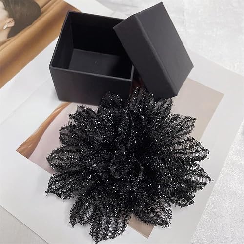 Miniatura 2 de Delicada tela de malla con flores grandes y grandes, broches de solapa delicados, elegantes, vintage, flores de seda, broche para mujeres, boda,