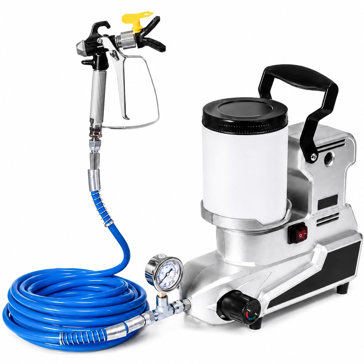 Przenośny Airless agregat malarski 1600 W, 2,5 l/min z 3 prędkościami, pojemność 2 l, wąż 5 m, 220 V