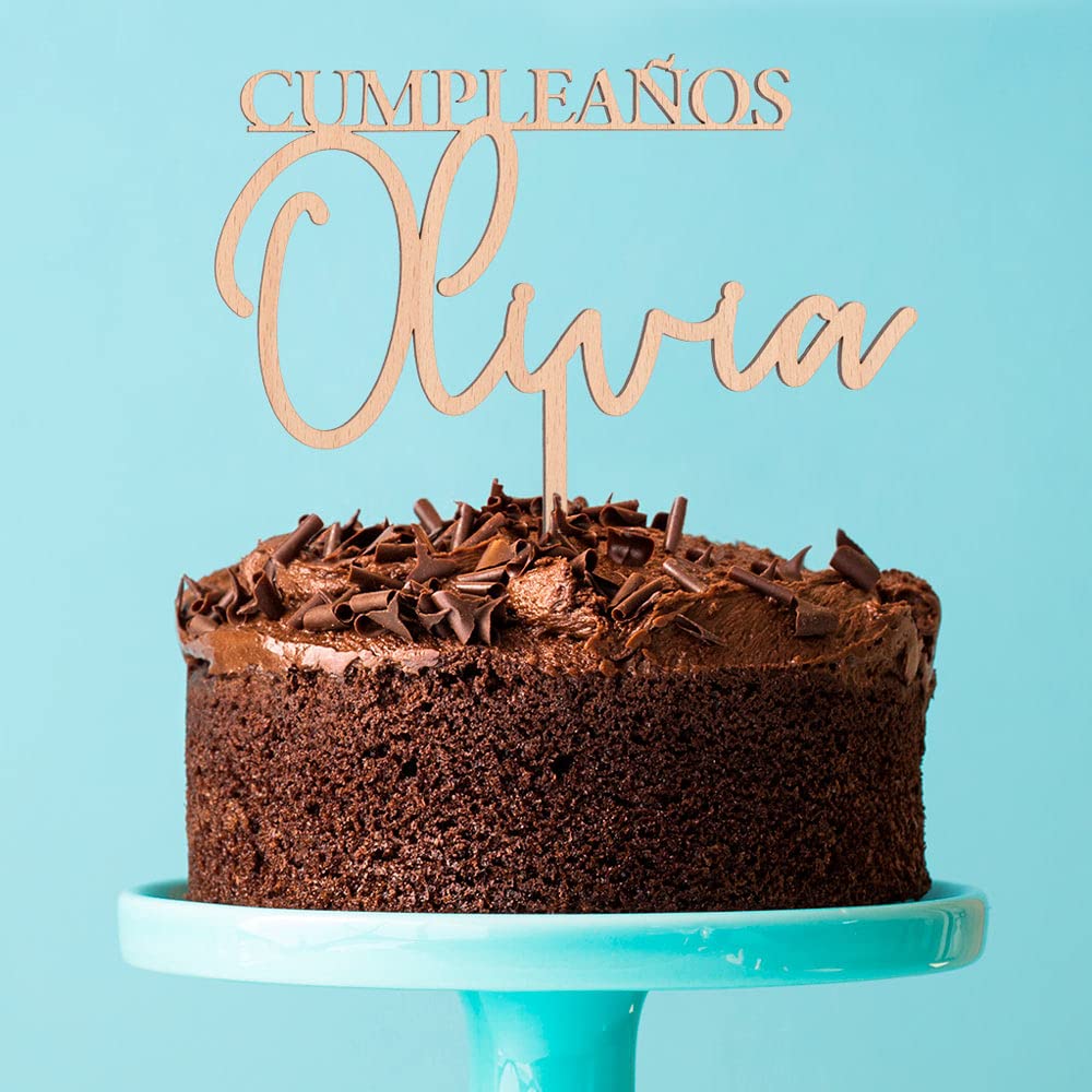 KUKO - Cake Topper Personalizable | en Acrílico o Madera | para Cumples, Bautizos, Despedidas, Comuniones o Aniversarios | en Distintos Diseños para Adultos o Niños | Decoración para Cumpleaños
