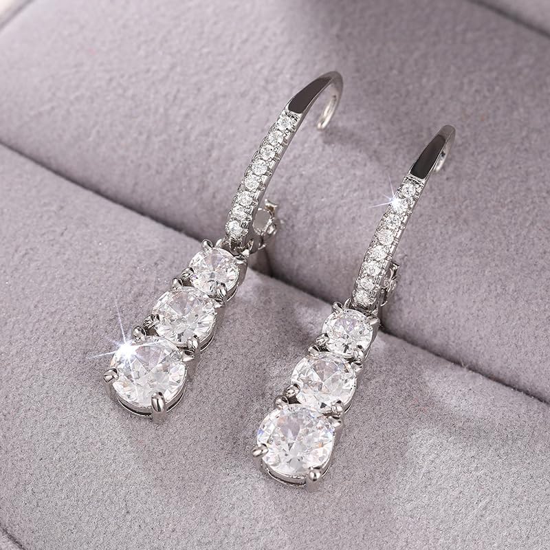 18K Gold Plated Cubic Zirconia Dangle Earrings for Women – Elegant Long Drop Hoop Earrings with Sparkling CZ Stones, Lightweight Statement Earrings for Party, Wedding, Gift - Image 3