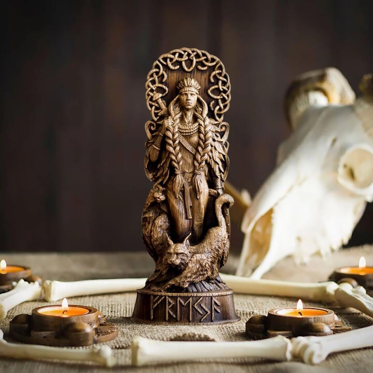 Lot de 4 statues de mythologie nordique, Thor Odin Loki Freya, statue viking pour la maison et les cadeaux, applicable à l'armoire à vin et à la bibliothèque, autel de culte, sculpture de