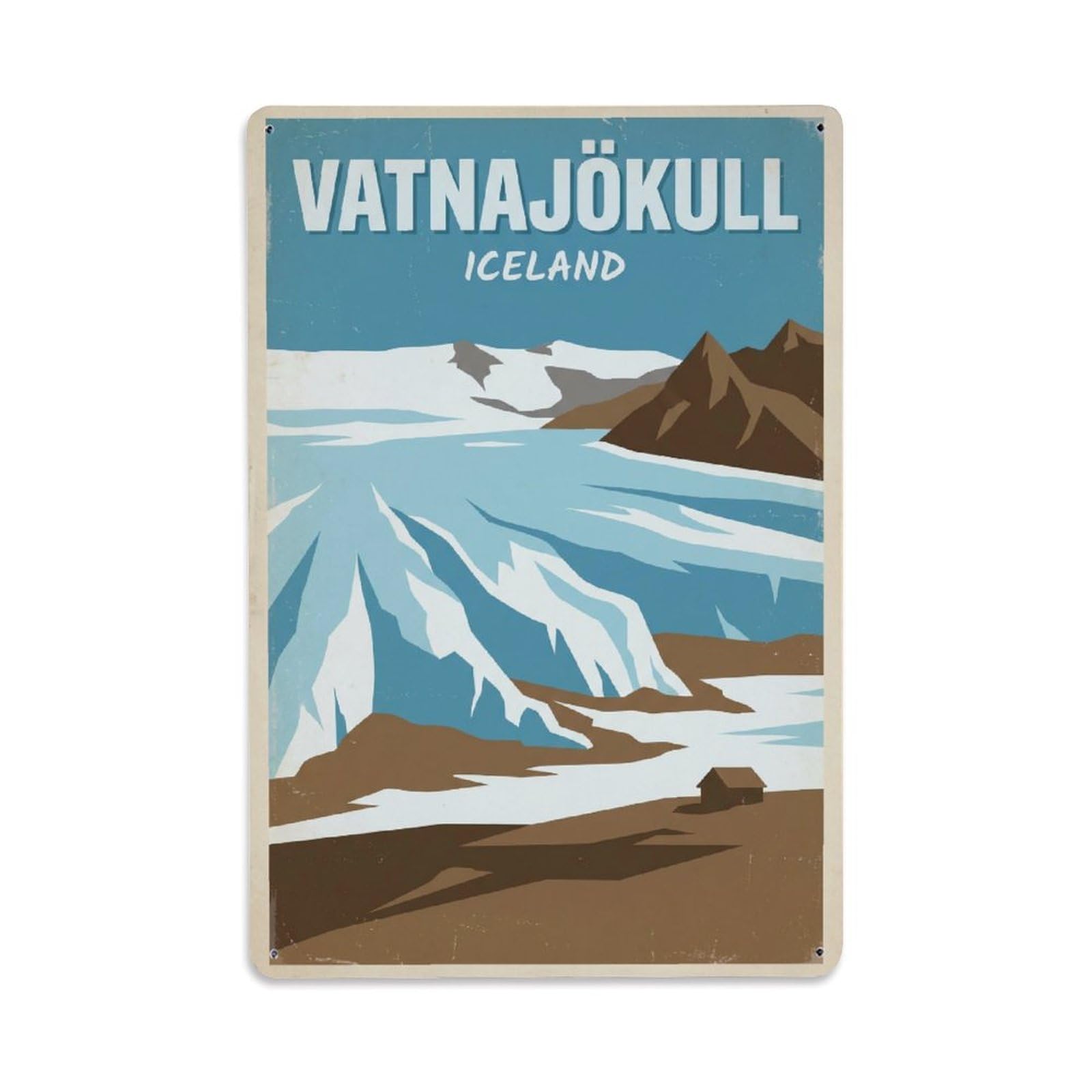 Este 8X12inch Style Vintage Travel Vatnajokull Iceland Icecap Metal Tin Sign