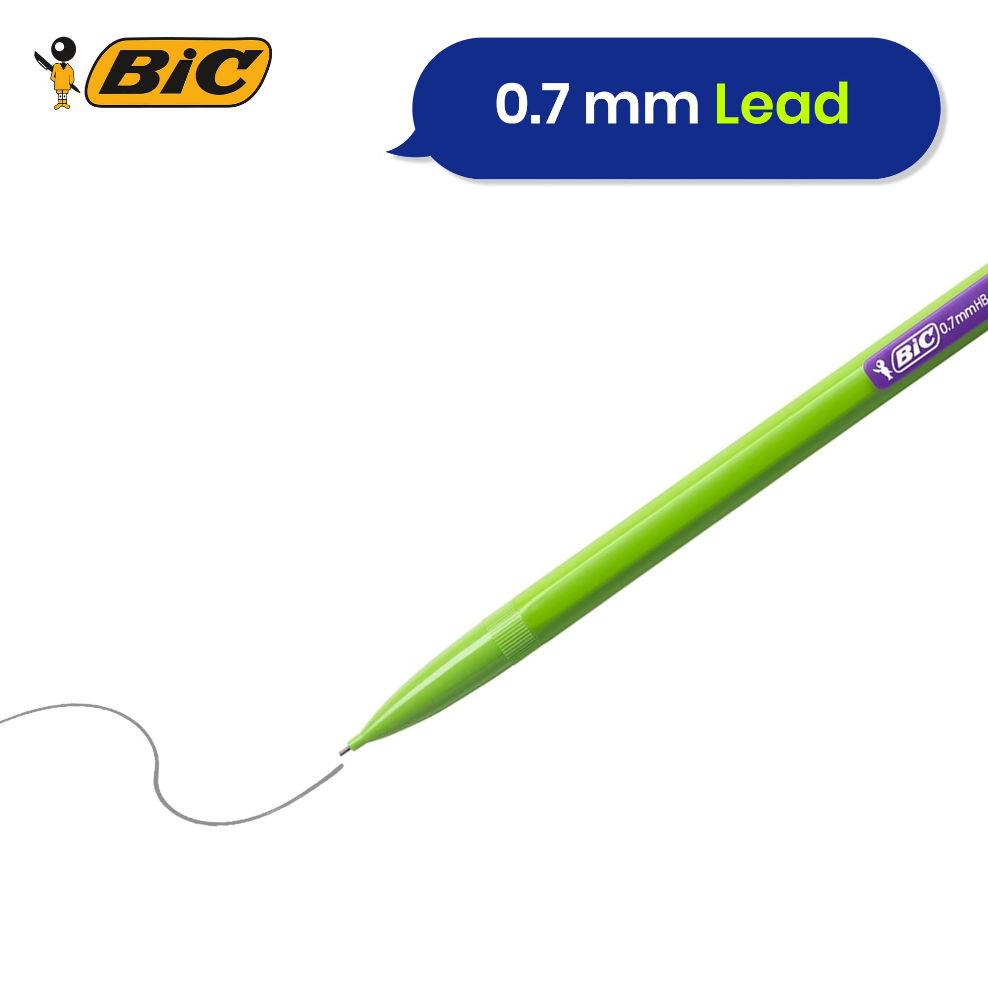 BIC Matic Fun - Matite meccaniche in grafite resistente, colori assortiti, punta retrattile, gomma bianca, scrittura liscia, mine intercambiabili, per scuola, ufficio e uso quotidiano (confezione da