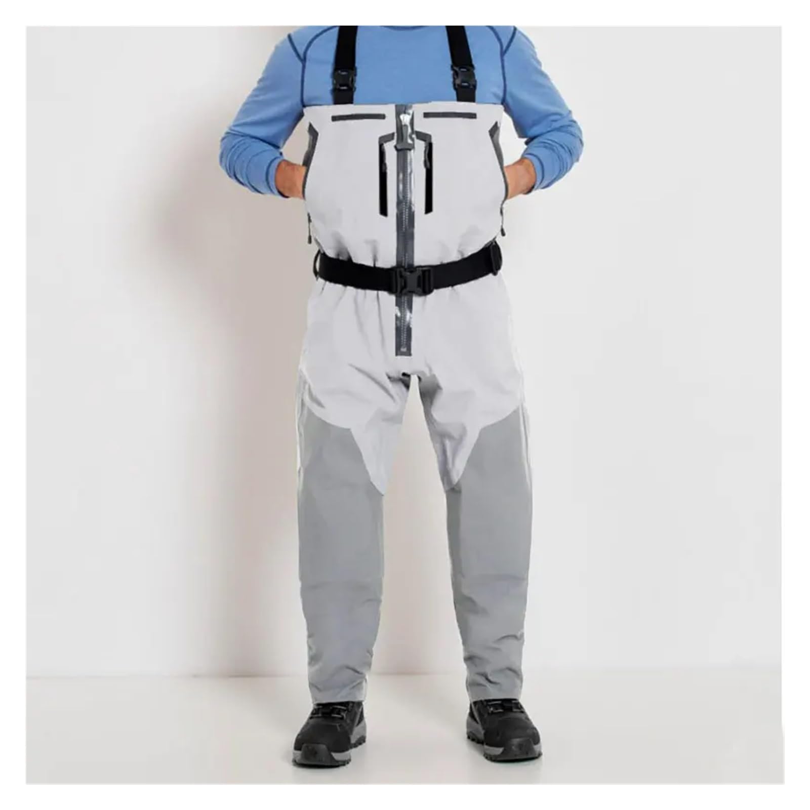 Tuta da Pesca Wader da Pesca con Cerniera sul Petto, Calzamaglia Robusta Convertibile con Cerniera, Impermeabile, Leggero e Traspirante(XS)
