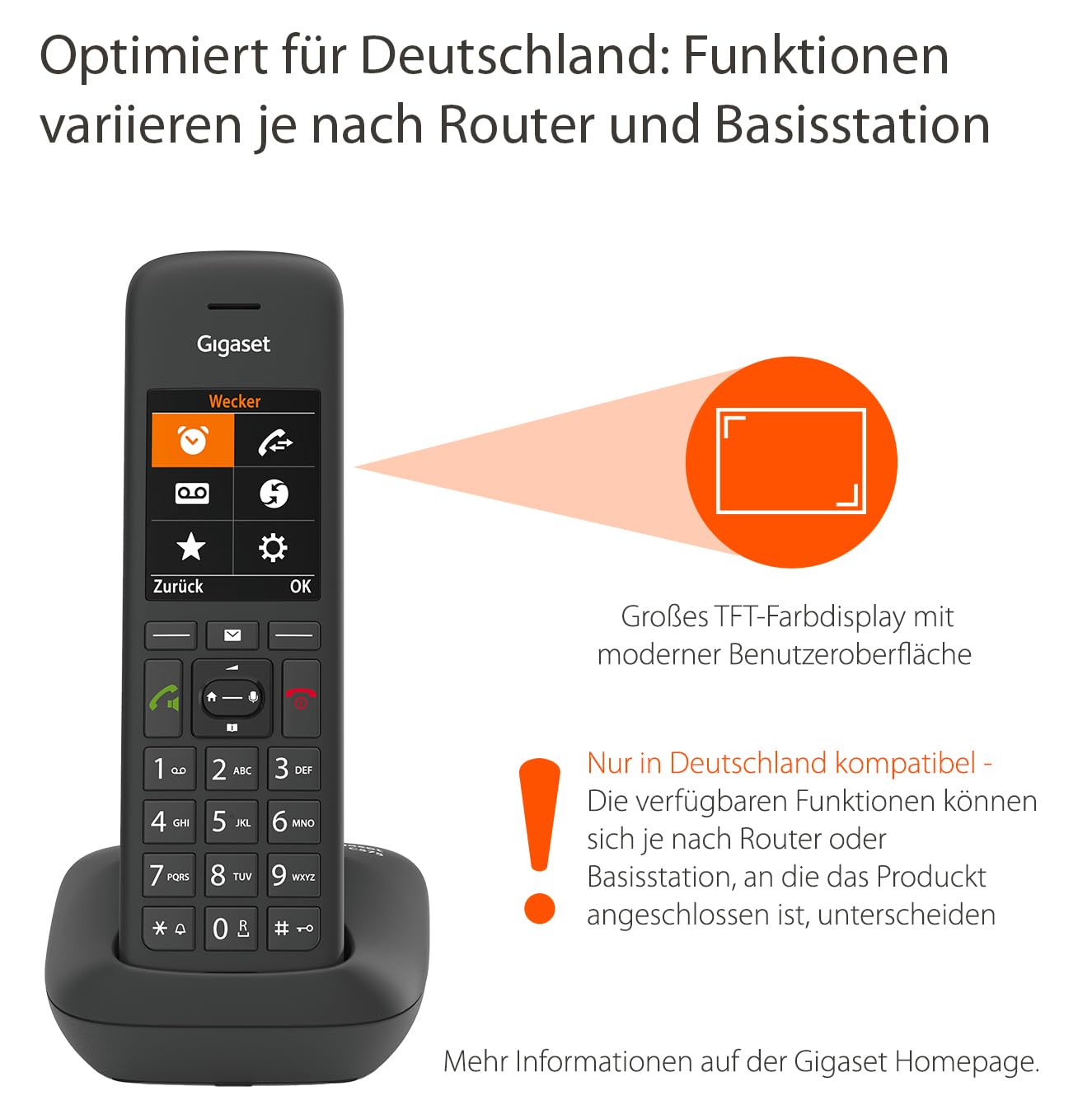 Gigaset C575 - Schnurloses DECT-Telefon - großes Farbdisplay mit moderner Benutzeroberfläche - Adressbuch für 200 Kontakte - Schutz vor unerwünschen Anrufen – Bild 2