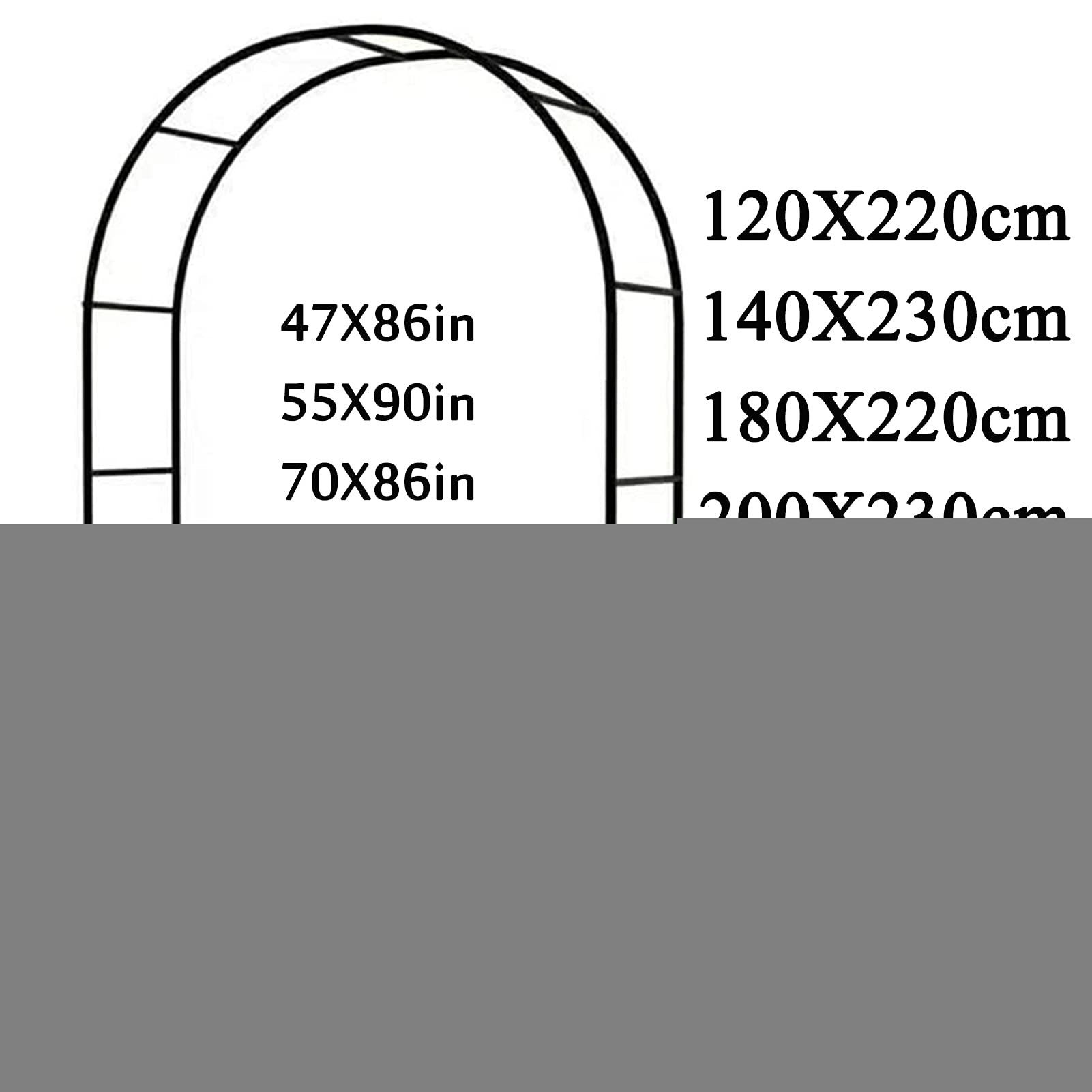 Metalowy łuk ogrodowy, dekoracja ślubna, łuk różany, wolnostojąca, pergola, roślina pnąca, krata, odporna na warunki atmosferyczne, średnica rurki 19 mm, na zewnątrz, trawnik ogrodowy (czarny, 350 x