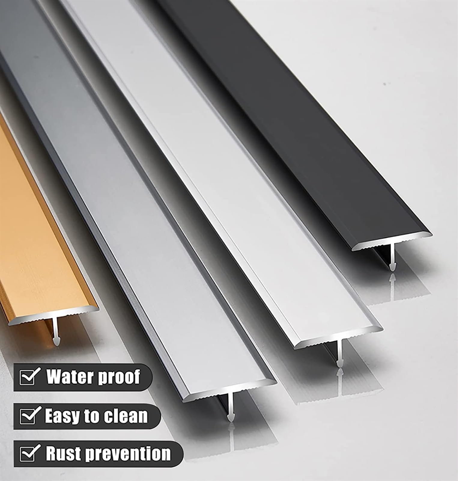 Profilo di Transizione, Striscia di Soglia, Rifinitura for bordi da pavimento a laminato in vinile, for la copertura di giunzioni tra piastrelle e legno, transizioni lisce(Silver)