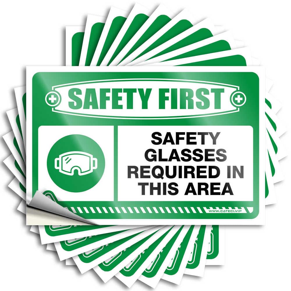 Bar Decor for Home Helmet Saying - Safety First Safety Glasses Required Area Fire Durable Sticker Easy Apply for Interesting Decor(12X18CM)