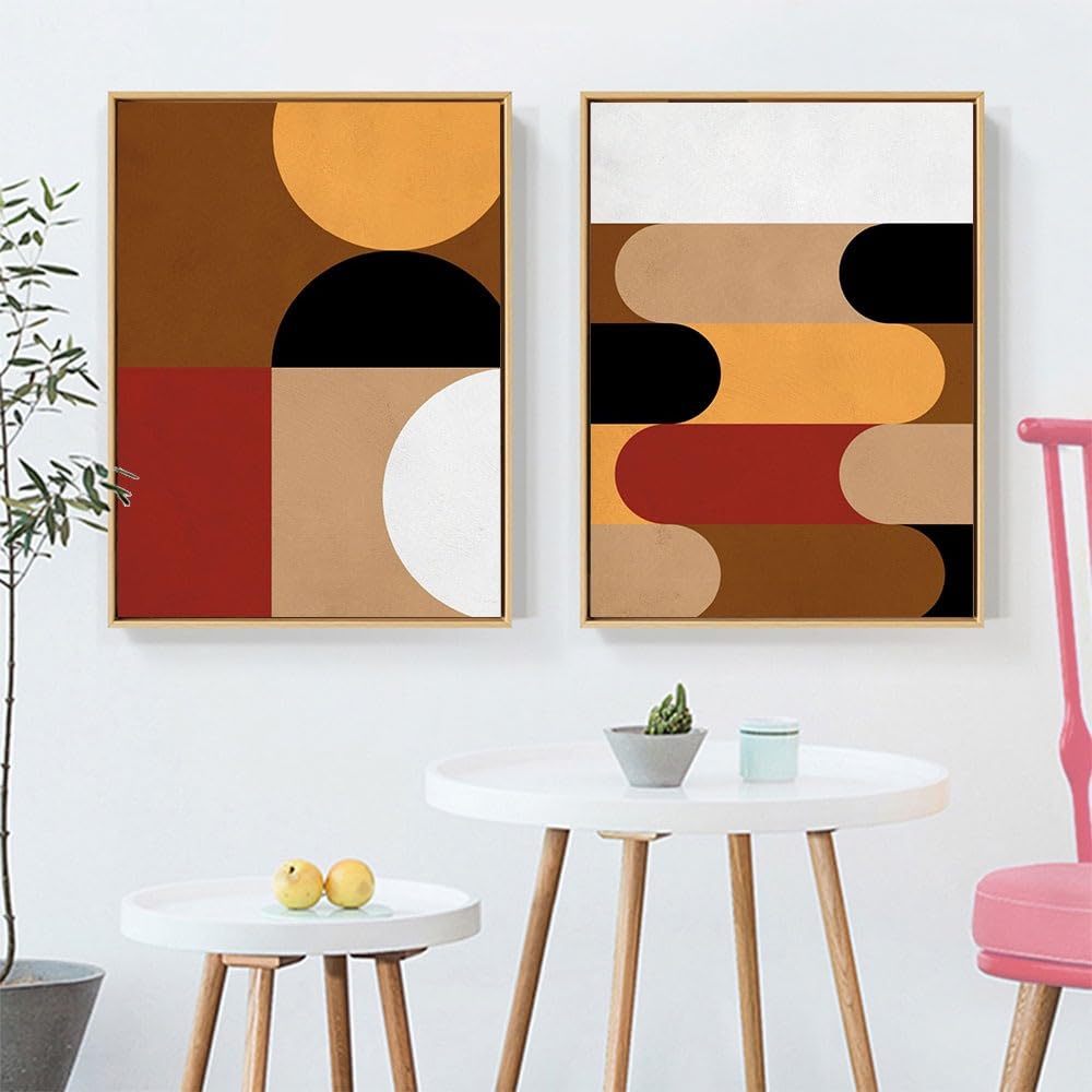 WUHBCZ Art Decor,Abstract Earth Tone Graphics Poster Geometry Canvas Painting Abstract Line Art Print Norbic Wall Picture for Living Room Home Decor-30 * 50cm*2PCS (No Frame)