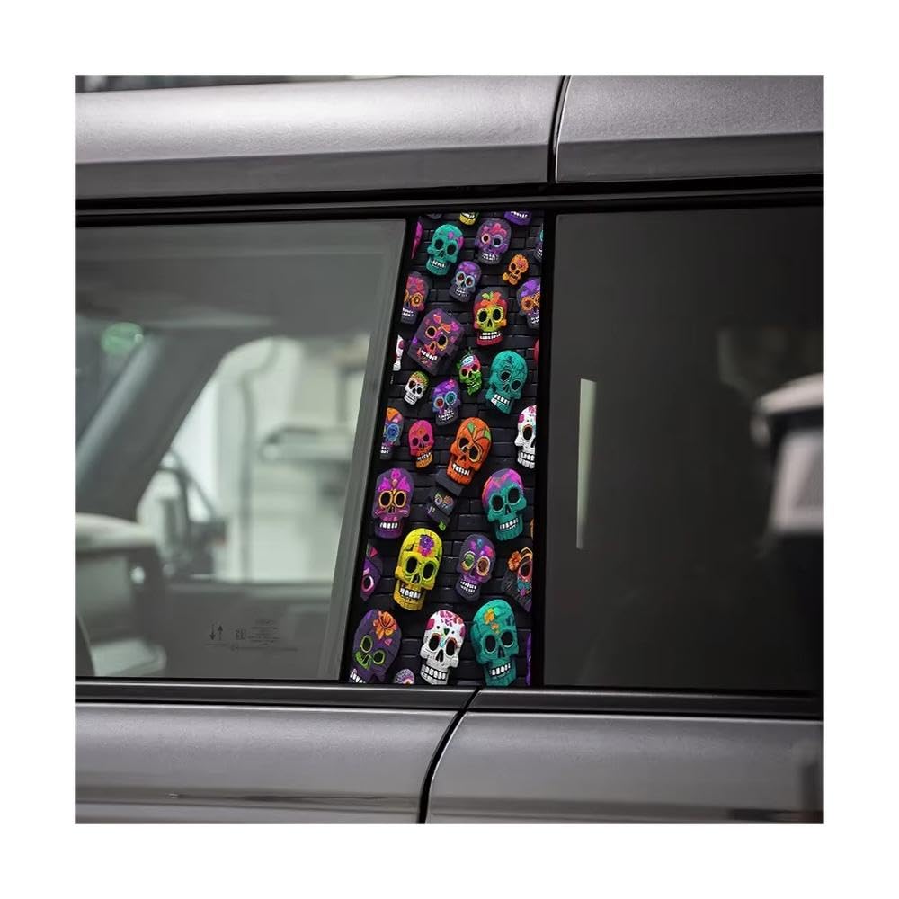Automotive Center Pillar Stickers Day of The Dead Skull Protective Film Stickers
