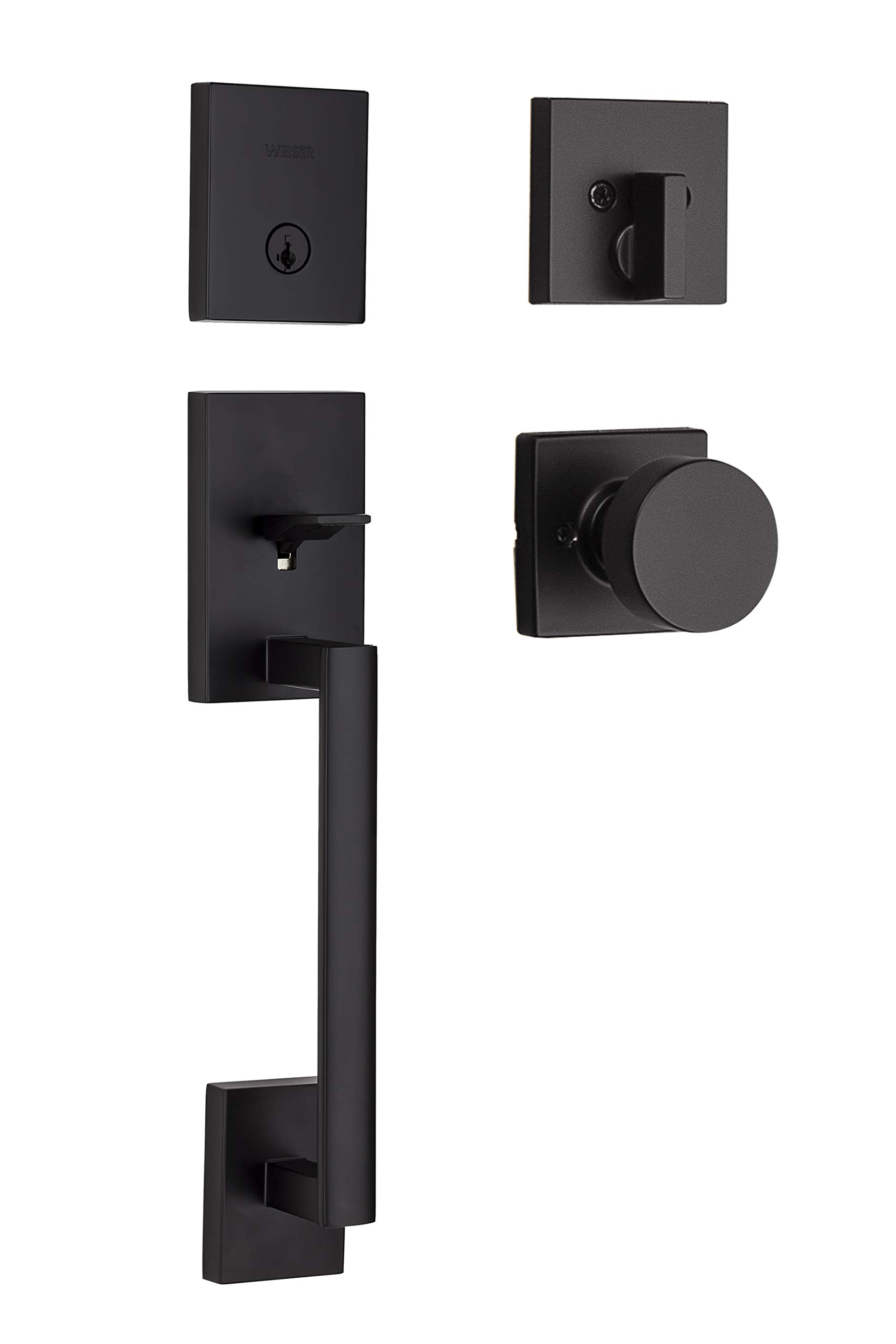 amama　BK Weiser Matte Black Front Door Lock and Handle Set, San