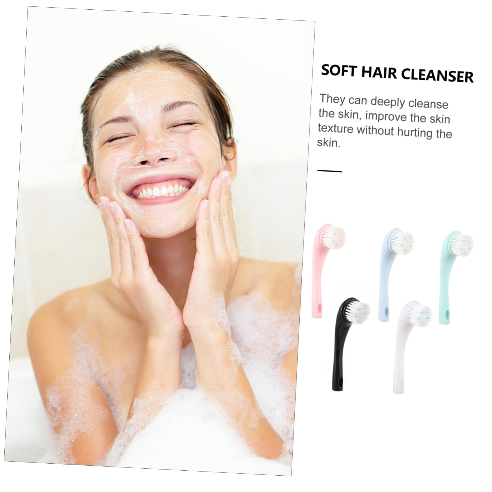 FOMIYES Facial Cleansing Brush Set of 5 Soft Bristles for Gentle Face Cleansing Massaging Random Color