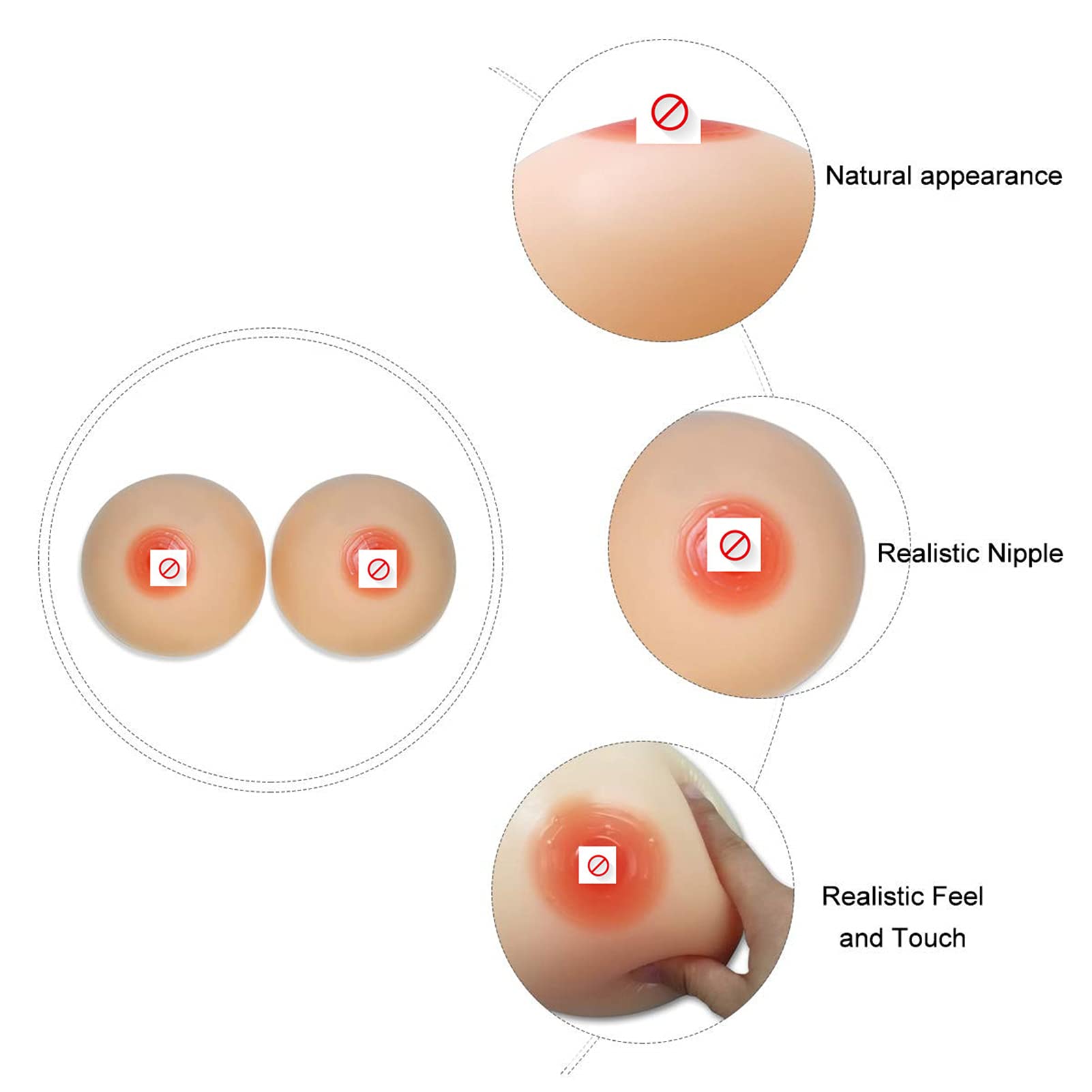 Silicone rond fausse poitrine, prothèse mammaire transversale, pousse-poitrine inserts de soutien-gorge, pour la mastectomie Transgenre Cosplay