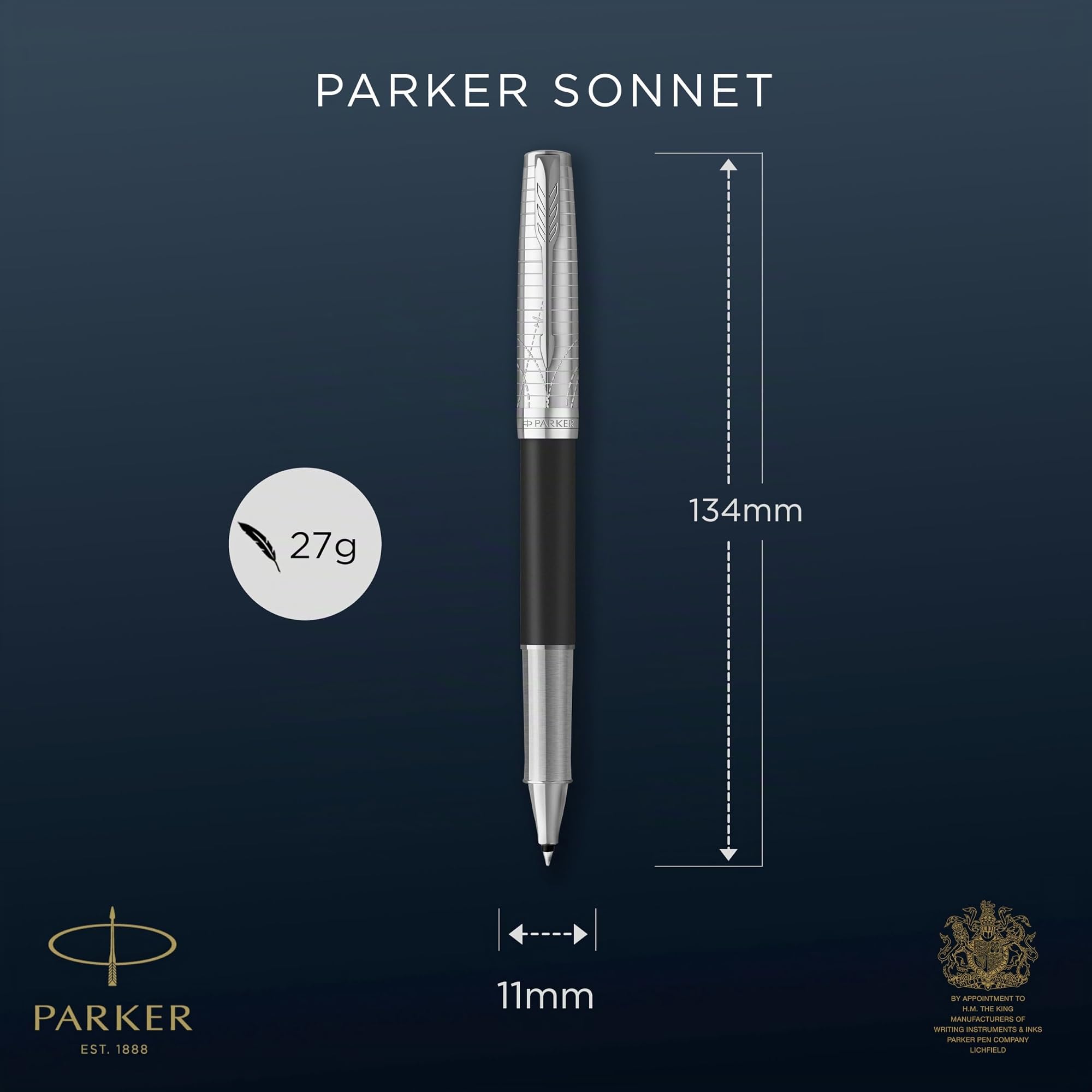 Parker Sonnet Penna Rollerball | Collezione Legacy of Flight | Rifiniture Cromate | Punta Fine | Inchiostro Nero | Confezione Regalo