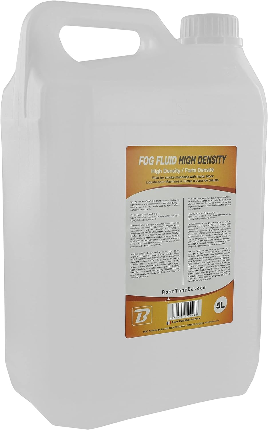 Machine à fumée F400 noir & BoomToneDJ Fog Fluid High Density 5L Liquide pour Machine à fumée