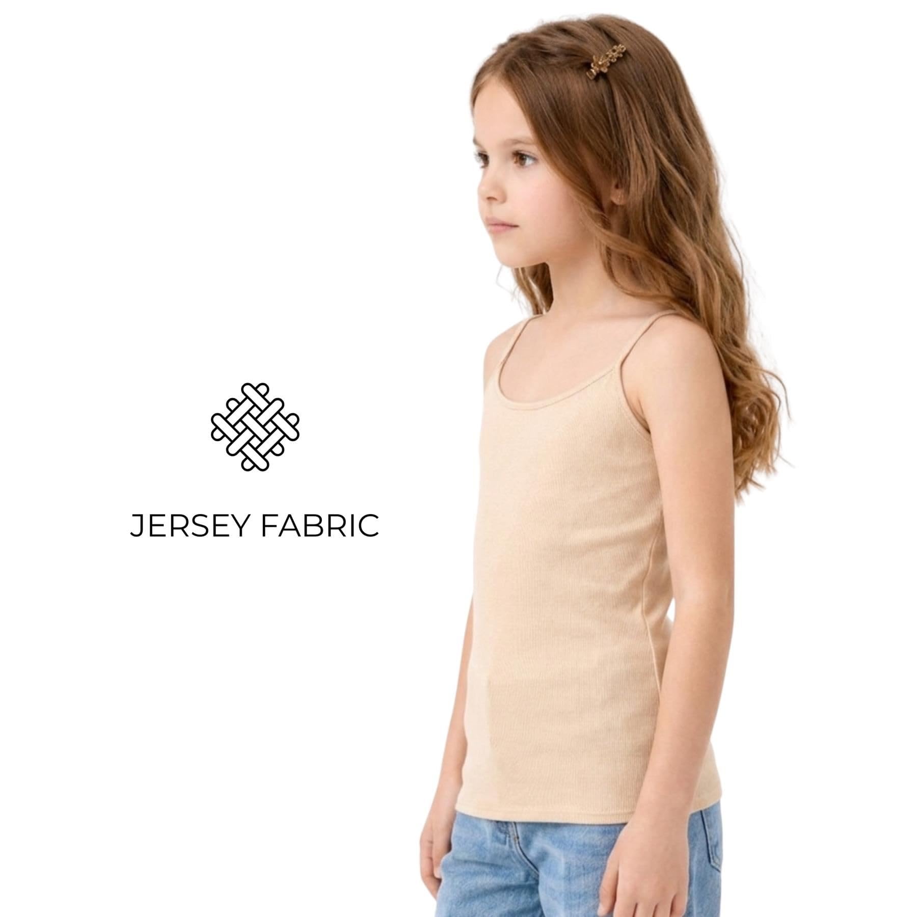 Janisramone® Lot de 5 débardeurs d'été sans manches à bretelles spaghetti pour filles, débardeur léger pour entraînement pour filles, débardeur uni à bretelles pour 5 à 13 ans