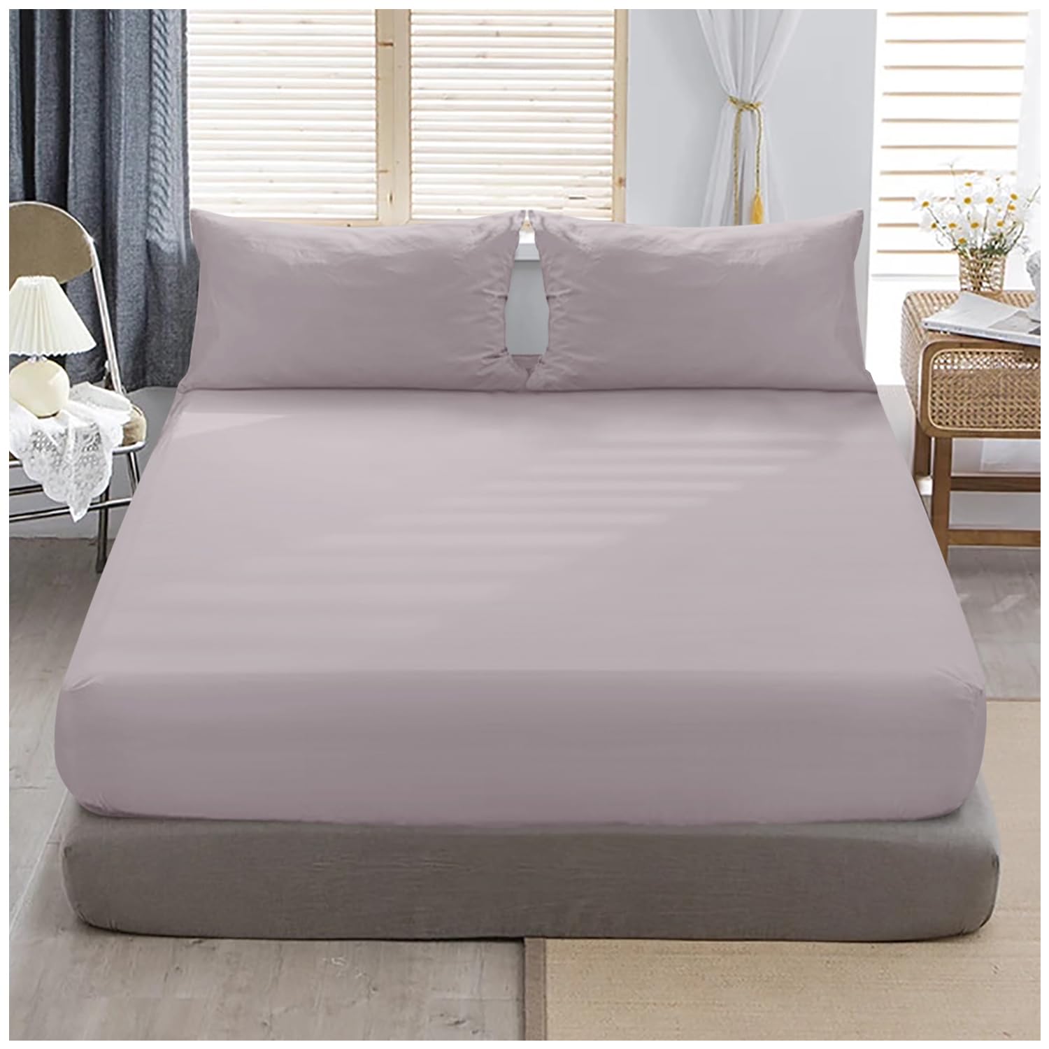 Gc Gaveno Cavailia Grey Superking Fitted Sheet Deep - Bottom Sheet For Super Kingsize Bed With 40Cm 16 Inches Extra Deep Sided Pocket, Soft Polycotton Bedsheet Ultra Deep Fit